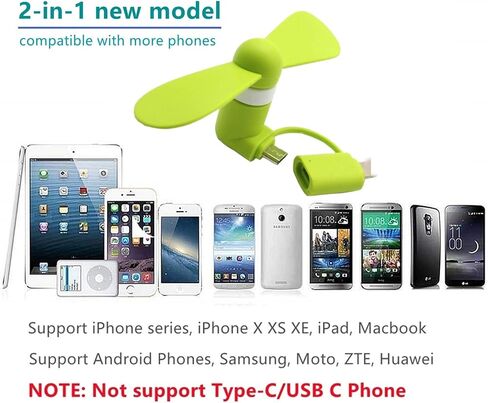 مروحة الهاتف الخليوي للهاتف المحمول للهاتف المحمول والهاتف المحمول Micro USB ، متوافق مع iPhone 4/5/6s/7/8 Plus ، X ، XS Max ، XR ، 11/12/13/14 MINI Plus Pro Max SE 2/3 ، وليس لأجهزة iPhone 15/16 وأحدث السلسلة in Kuwait