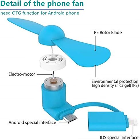 مروحة الهاتف الخليوي للهاتف المحمول للهاتف المحمول والهاتف المحمول Micro USB ، متوافق مع iPhone 4/5/6s/7/8 Plus ، X ، XS Max ، XR ، 11/12/13/14 MINI Plus Pro Max SE 2/3 ، وليس لأجهزة iPhone 15/16 وأحدث السلسلة in Kuwait