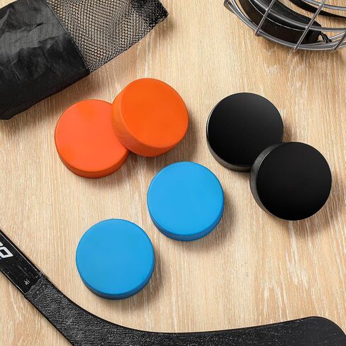 6 Pack Rubber Ice Hockey Pucks Weighted 10oz Lightweight 4oz Official Regulation Weight 6oz Training Puck Diameter 3" Thickness 1" with Mesh Carrying Bag for Stick Handling Training Drills in Saudi Arabia