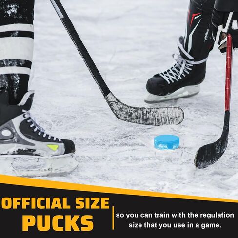 6 Pack Rubber Ice Hockey Pucks Weighted 10oz Lightweight 4oz Official Regulation Weight 6oz Training Puck Diameter 3" Thickness 1" with Mesh Carrying Bag for Stick Handling Training Drills in Saudi Arabia