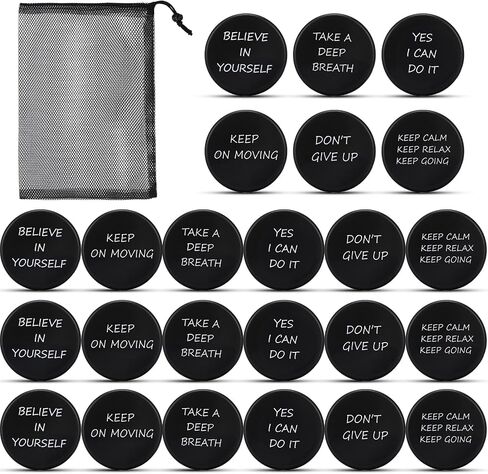Soulchen 24 Pcs Motivational Ice Hockey Pucks Pack with Mesh Bag 3" Sport Hockey Sticker Foam for Practicing and Classic Training Official Regulation Favors in Saudi Arabia