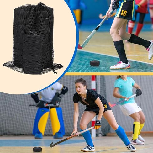 Soulchen 24 Pcs Motivational Ice Hockey Pucks Pack with Mesh Bag 3" Sport Hockey Sticker Foam for Practicing and Classic Training Official Regulation Favors in Saudi Arabia
