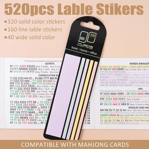 320 PCS Mahjong Line Line Finder Highlighter Tape ، Mahjong Line Highlighter Stripe ، علامات تبويب بطاقة لزجة شفافة ، قارئ قاعدة لعبة Mahjong ، قابلة لإعادة الاستخدام ولا توجد بقايا لاصقة (ألوان صلبة + خطوط) in Kuwait