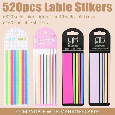 320 PCS Mahjong Line Line Finder Highlighter Tape ، Mahjong Line Highlighter Stripe ، علامات تبويب بطاقة لزجة شفافة ، قارئ قاعدة لعبة Mahjong ، قابلة لإعادة الاستخدام ولا توجد بقايا لاصقة (ألوان صلبة + خطوط) in Kuwait