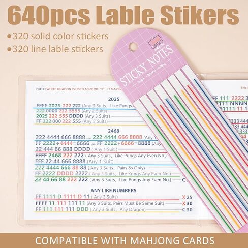 320 PCS Mahjong Line Line Finder Highlighter Tape ، Mahjong Line Highlighter Stripe ، علامات تبويب بطاقة لزجة شفافة ، قارئ قاعدة لعبة Mahjong ، قابلة لإعادة الاستخدام ولا توجد بقايا لاصقة (ألوان صلبة + خطوط) in Kuwait
