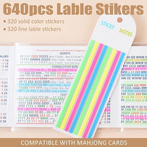 320 PCS Mahjong Line Line Finder Highlighter Tape ، Mahjong Line Highlighter Stripe ، علامات تبويب بطاقة لزجة شفافة ، قارئ قاعدة لعبة Mahjong ، قابلة لإعادة الاستخدام ولا توجد بقايا لاصقة (ألوان صلبة + خطوط) in Kuwait