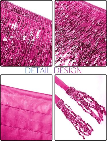 BFONS الترتر شرابة تنورة الرقص الشرقي وشاح الورك التفاف سباركلي بهرج هامش تنورة الهذيان مهرجان الهالوين للنساء in Kuwait