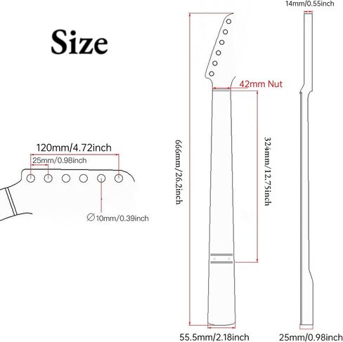 رقبة جيتار Tele 22 فريت، 25.5 بوصة من الماهوجني الحديث على شكل حرف C رقبة جيتار كهربائي مع نصف قطر 9.5 بوصة لوحة أصابع من خشب القيقب متوسطة الحجم لاستبدال أجزاء الجيتار طراز TL in Kuwait