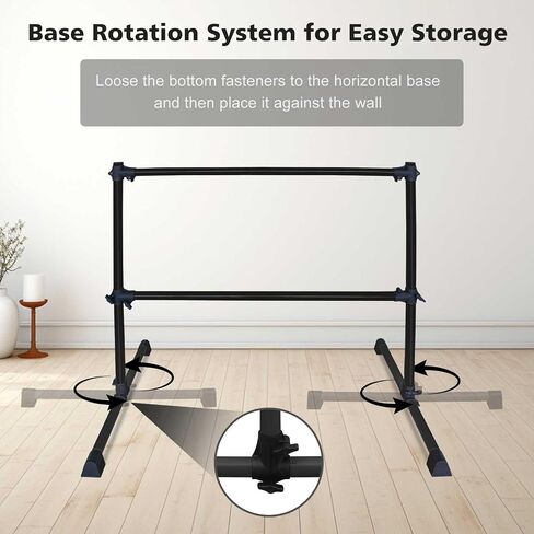4FT/6FT Height Adjustable Double Ballet Barre, Freestanding Portable Stretching Dance Bar for Home, Heavy Duty Exercise Equipment for Kids & Adults with Anti-Slip Rubber Pads in Saudi Arabia