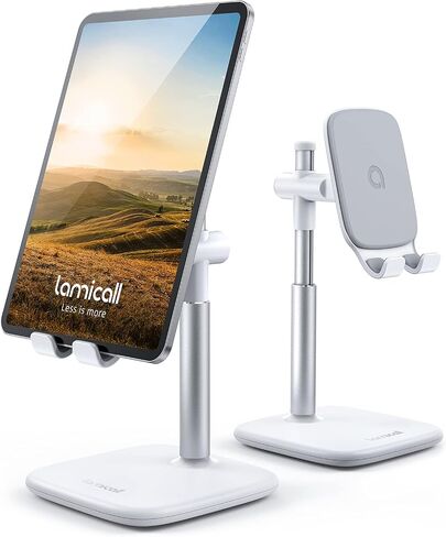 Lamicall Aluminium Tablet Stand, Desk IPad Holder - Height Adjustable Tablet Stand Mount for Desktop, with 1.5lb Heavy Base, for iPad Pro 12.9, Mini, Air, Kindle, Galaxy Tabs, 4-12.9" Devices, Black in Saudi Arabia