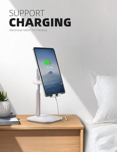 Lamicall Aluminium Tablet Stand, Desk IPad Holder - Height Adjustable Tablet Stand Mount for Desktop, with 1.5lb Heavy Base, for iPad Pro 12.9, Mini, Air, Kindle, Galaxy Tabs, 4-12.9" Devices, Black in Saudi Arabia