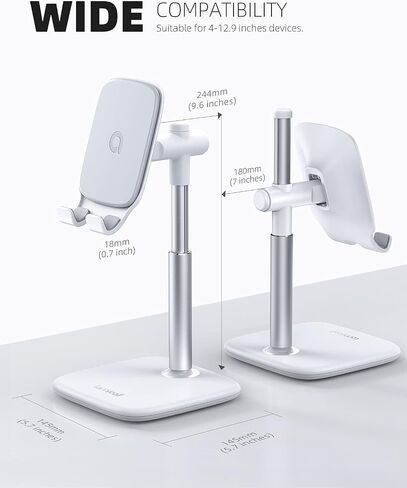 Lamicall Aluminium Tablet Stand, Desk IPad Holder - Height Adjustable Tablet Stand Mount for Desktop, with 1.5lb Heavy Base, for iPad Pro 12.9, Mini, Air, Kindle, Galaxy Tabs, 4-12.9" Devices, Black in Saudi Arabia