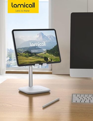 Lamicall Aluminium Tablet Stand, Desk IPad Holder - Height Adjustable Tablet Stand Mount for Desktop, with 1.5lb Heavy Base, for iPad Pro 12.9, Mini, Air, Kindle, Galaxy Tabs, 4-12.9" Devices, Black in Saudi Arabia