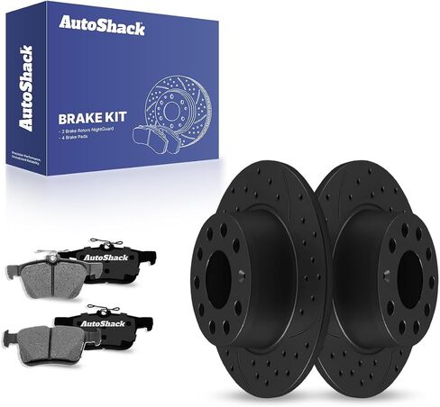 استبدال مجموعة الفرامل الخلفية Autoshack لعام 2019-2023 VW Jetta 2022-2023 TAOS 1.4L 1.5L FWD دوارات فرامل القرص المغلفة مع منصات الفرامل السيرامي in Kuwait