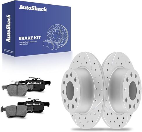 استبدال مجموعة الفرامل الخلفية Autoshack لعام 2019-2023 VW Jetta 2022-2023 TAOS 1.4L 1.5L FWD دوارات فرامل القرص المغلفة مع منصات الفرامل السيرامي in Kuwait