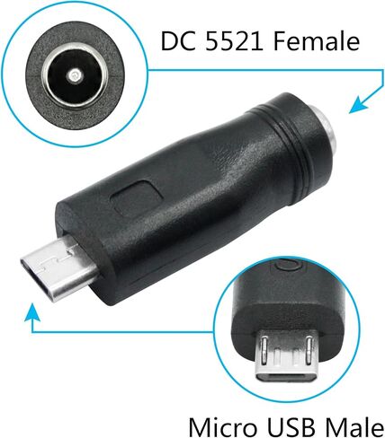 DC 5.5mm x 2.1mm to Mini USB Adapter, 5V DC 5521 Female to Mini USB Male Plug Convert Connector Power (4Pcs) in Kuwait