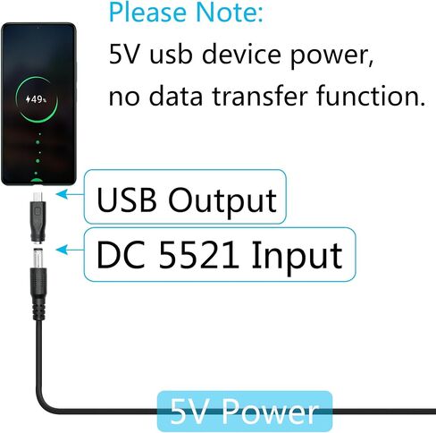 DC 5.5mm x 2.1mm to Mini USB Adapter, 5V DC 5521 Female to Mini USB Male Plug Convert Connector Power (4Pcs) in Kuwait