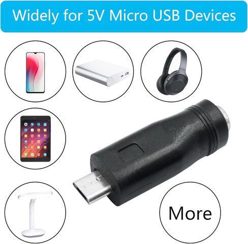 DC 5.5mm x 2.1mm to Mini USB Adapter, 5V DC 5521 Female to Mini USB Male Plug Convert Connector Power (4Pcs) in Kuwait