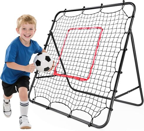Baseball Rebounder Net Softball Pitch-Back Rebound Net with Attachable Pitching Target and 3 Adjustable Angles, Portable Fielding Trainer Bungee Net Practice Equipment for Backyard, 4 X 4 ft in Saudi Arabia