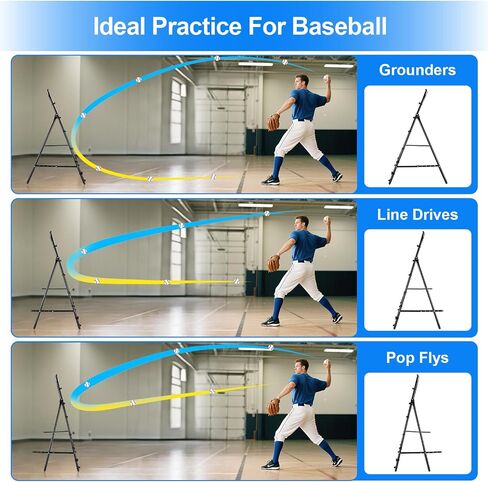 Baseball Rebounder Net Softball Pitch-Back Rebound Net with Attachable Pitching Target and 3 Adjustable Angles, Portable Fielding Trainer Bungee Net Practice Equipment for Backyard, 4 X 4 ft in Saudi Arabia