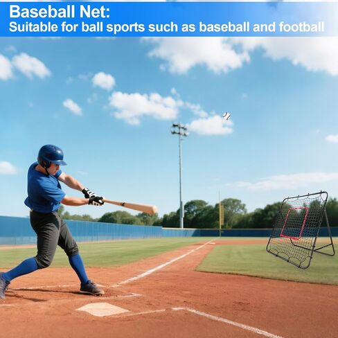 Baseball Rebounder Net Softball Pitch-Back Rebound Net with Attachable Pitching Target and 3 Adjustable Angles, Portable Fielding Trainer Bungee Net Practice Equipment for Backyard, 4 X 4 ft in Saudi Arabia