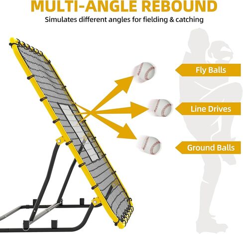 Baseball Rebounder Net, 4x4.5FT Volleyball Pitchback with 3 Adjustable Angles, Baseball & Softball Bounce Back Net for Ground, Line Drive, Fly Ball Return Settings Fielding Trainer in Kuwait