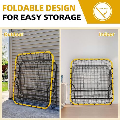 Baseball Rebounder Net, 4x4.5FT Volleyball Pitchback with 3 Adjustable Angles, Baseball & Softball Bounce Back Net for Ground, Line Drive, Fly Ball Return Settings Fielding Trainer in Kuwait