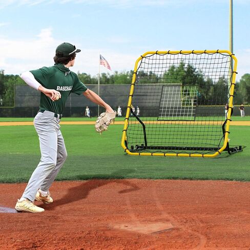 Baseball Rebounder Net, 4x4.5FT Volleyball Pitchback with 3 Adjustable Angles, Baseball & Softball Bounce Back Net for Ground, Line Drive, Fly Ball Return Settings Fielding Trainer in Kuwait