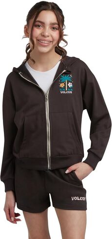 Volcom Girl's Sweatsuit Set - Long Sleeve Full Zip Up Hoodie Sweatshirt and Sweat Shorts Set for Girls (Sizes: 4-12) in Saudi Arabia