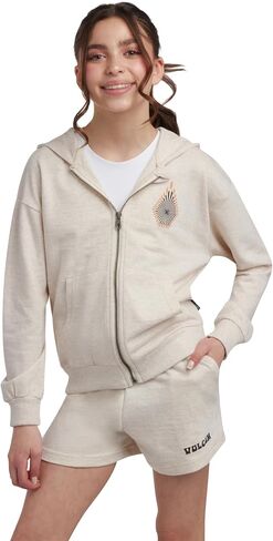 Volcom Girl's Sweatsuit Set - Long Sleeve Full Zip Up Hoodie Sweatshirt and Sweat Shorts Set for Girls (Sizes: 4-12) in Saudi Arabia