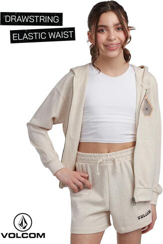 Volcom Girl's Sweatsuit Set - Long Sleeve Full Zip Up Hoodie Sweatshirt and Sweat Shorts Set for Girls (Sizes: 4-12) in Saudi Arabia