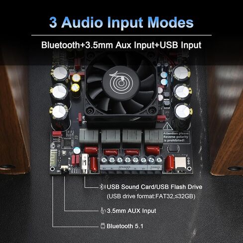 ZK-AS21P Bluetooth Amplifier Board – 300W+300W+600W Output, 18-50V DC Wide Voltage Input, Vehicle Amplifier (ZK-AS21P) in Kuwait