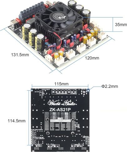 ZK-AS21P Bluetooth Amplifier Board – 300W+300W+600W Output, 18-50V DC Wide Voltage Input, Vehicle Amplifier (ZK-AS21P) in Kuwait