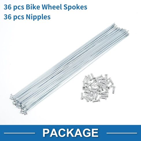 36 Set 14G Bicycle Spokes 253mm Bike Wheel Spokes Galvanized Carbon Steel Silver Tone in Saudi Arabia