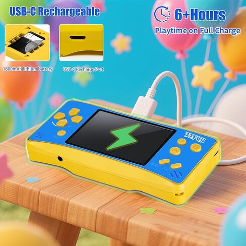 JJFUN Portable Game Console for Kids – 3.2" Screen, 168 Built-in Classic Games, Plug & Play on TV, Rechargeable, Ideal Gift for Boys & Girls, Great for Travel, Holidays & Birthdays in Kuwait