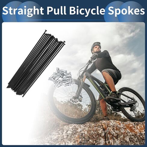 Motoforti 20 Set 14G Straight Pull Bicycle Spokes 135mm Straight Pull Bike Wheel Spokes Carbon Steel Black in Saudi Arabia