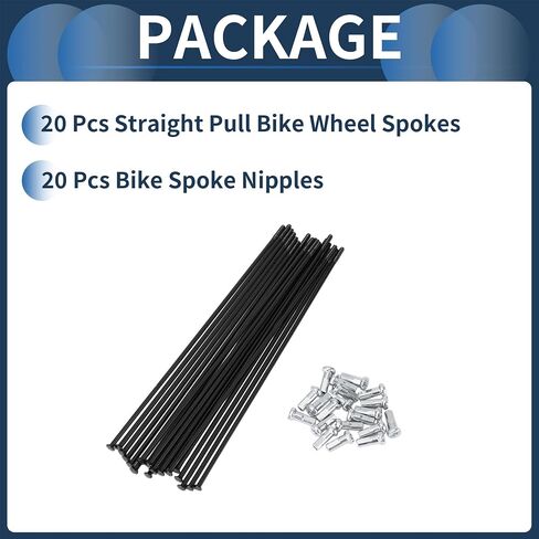Motoforti 20 Set 14G Straight Pull Bicycle Spokes 135mm Straight Pull Bike Wheel Spokes Carbon Steel Black in Saudi Arabia