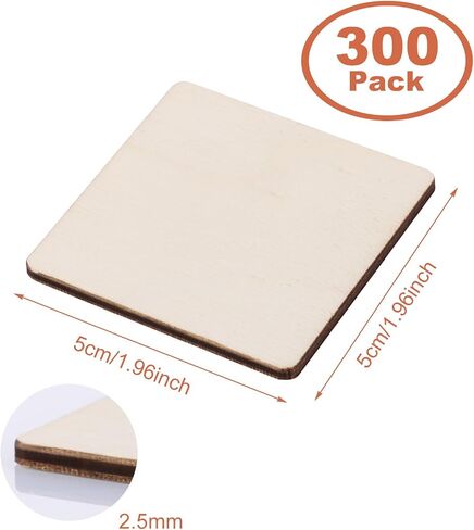 200Pcs 4x4 Inch Wood Squares for Crafts, 3mm (1/8inch) Unfinished Wooden Square Cutouts Blank Wood Pieces for DIY Craft, Painting, Staining, Home Decoration in Saudi Arabia