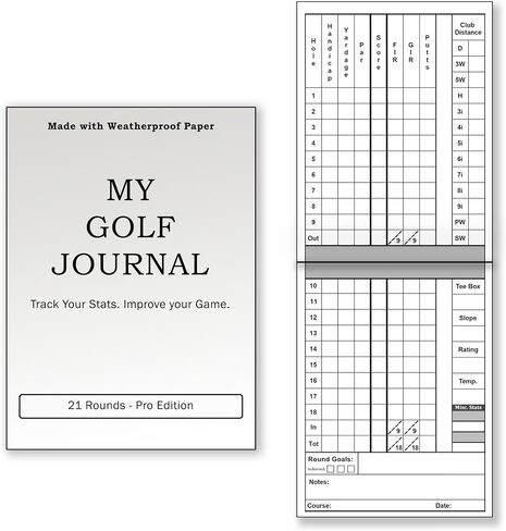 Golf Scorecards & Stat Tracking Booklet (21 Rounds) - Weatherproof Golf Journal - Golf Log (4" x 5.5" When Closed) - Golf Notebook fits in Holder or Pocket in Kuwait