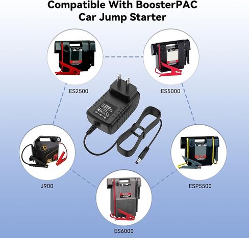 Charger for Booster PAC ES5000 ES2500 ESP5500 J1000 ES6000 ESA217 J850 J900 ESA22 Jump Starter Power Supply Charger Replacement with UL Listed in Kuwait