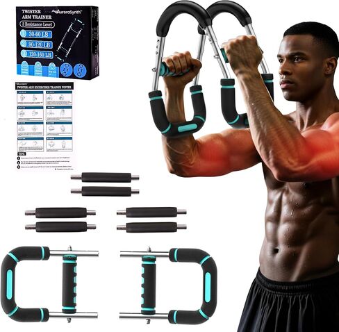 Twister Arm Trainer, Adjustable Chest Workout Equipment with 6 Resistance Levels Springs (30-160 Lbs), Arm Trainer for Men & Women, Detachable Home Gym Fitness Trainer with Anti-Slip Handles in Saudi Arabia