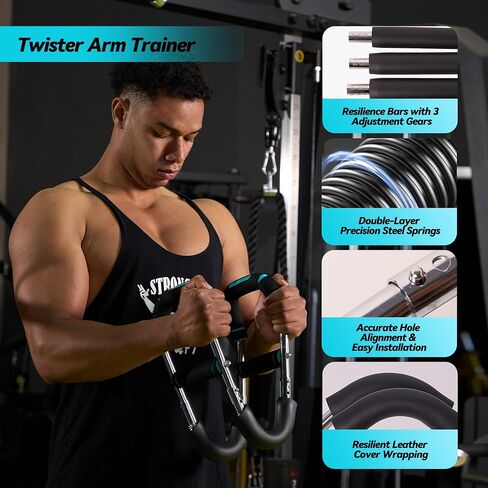 Twister Arm Trainer, Adjustable Chest Workout Equipment with 6 Resistance Levels Springs (30-160 Lbs), Arm Trainer for Men & Women, Detachable Home Gym Fitness Trainer with Anti-Slip Handles in Saudi Arabia