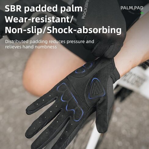 ROCKBROS Cycling Gloves for Men Women Breathable SBR Anti-Slip Bike Gloves Full Finger Touch Screen for Mountain Road Bicycle in Saudi Arabia