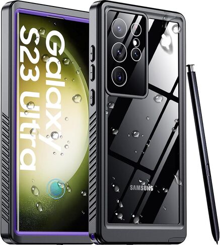 Temdan for Samsung Galaxy S23 Ultra Case Waterproof with Built-in Screen Protector 360 Full Body Shockproof Dustproof for Samsung S23 Ultra 5G Phone Case Heavy Duty Protective Black in Kuwait
