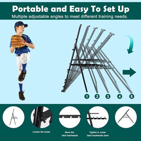 LIANTRAL Baseball Rebounder Net, Adjustable Bounce Back Trainer for Soccer, Volleyball, Softball & Lacrosse, Portable Folding Rebounder for Passing & Shooting Practice, Soccer Rebound Net in Kuwait