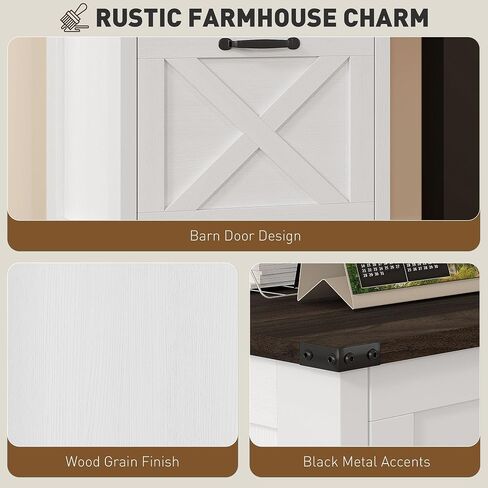 HOMCOM 3 خزانة ملفات درج مع شرائح صامتة ، خزانة ملفات عمودية للتعليق A4/LETTER SIZE ، موقف طابعة Rustic Farmhouse مع التخزين للمكتب المنزلي ، الأسود المتعثر in Kuwait