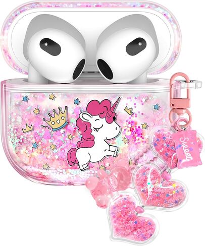 Coralogo for Apple for AirPods Pro 1/2 - Women Girls Cute Girly Kawaii for Airpods Pro 2nd Cover Cover Glitter Liquid Sparkle Cat Flower Hard Shell Chell -sthain stuche forro in Kuwait