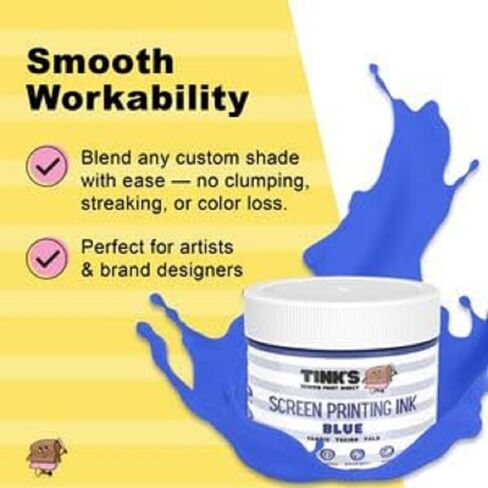 Tink's® Screen Printing Ink Yellow 8oz. - Fabric Paint for Cotton and Polyester and More, Water Based Ink for Silk Screens, Opaque Fabric Paint - Paintmaking Supplies for T-Shirt, Screen Print Direct® in Saudi Arabia