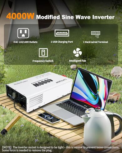 Lvyuan 5000 واط العاكس الطاقة 12V إلى 110 فولت 120V DC إلى محول AC مع 4 منافذ التيار المتردد ، شاشة LCD ، ميناء شحن USB ، التحكم عن بُعد للسيارة في المنزل RV في الهواء الطلق العاكس in Kuwait