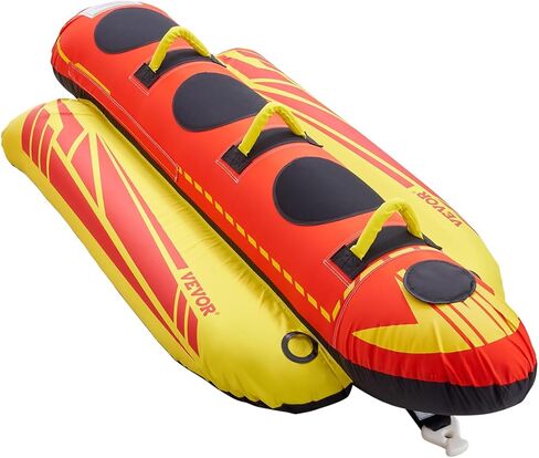 VEVOR Towable Tubes for Boating, 1-3 Riders Inflatable Boat Tubes and Towables, 510lbs Capacity Hot Dog Water Sport Tube for Boat to Pull - with Full Nylon Cover, Padded Handles & Speed Safety Valve in Kuwait